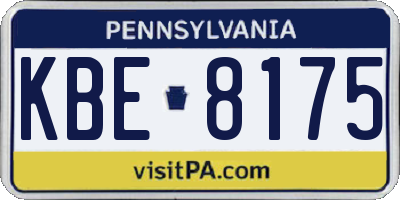 PA license plate KBE8175
