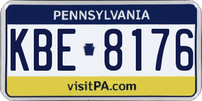 PA license plate KBE8176