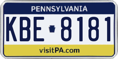 PA license plate KBE8181