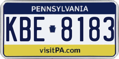 PA license plate KBE8183
