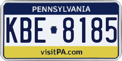 PA license plate KBE8185