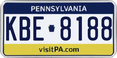 PA license plate KBE8188