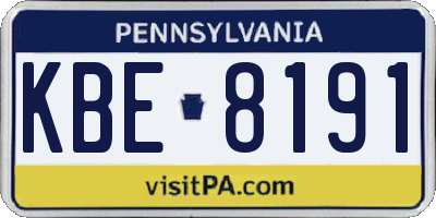 PA license plate KBE8191