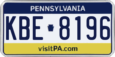 PA license plate KBE8196