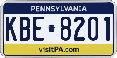 PA license plate KBE8201