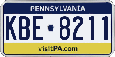 PA license plate KBE8211