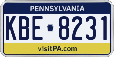 PA license plate KBE8231