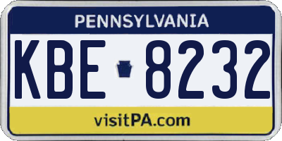PA license plate KBE8232