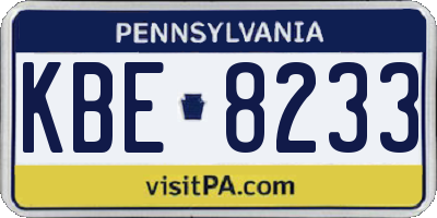 PA license plate KBE8233
