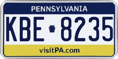 PA license plate KBE8235