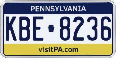 PA license plate KBE8236