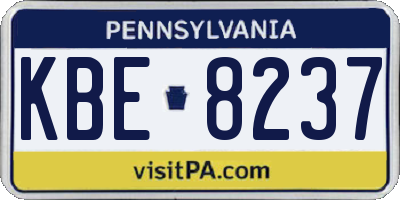 PA license plate KBE8237