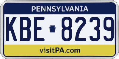 PA license plate KBE8239