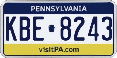 PA license plate KBE8243