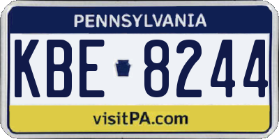 PA license plate KBE8244