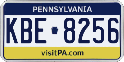 PA license plate KBE8256