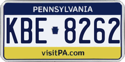 PA license plate KBE8262
