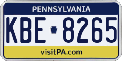 PA license plate KBE8265