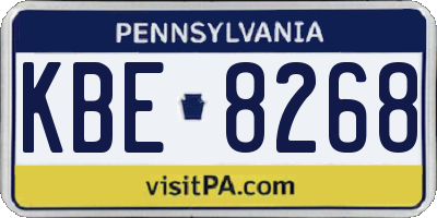 PA license plate KBE8268