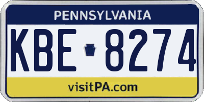 PA license plate KBE8274