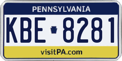 PA license plate KBE8281