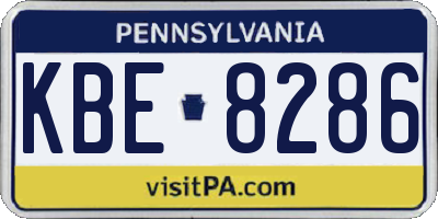 PA license plate KBE8286