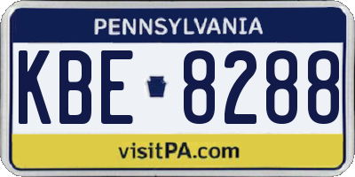 PA license plate KBE8288