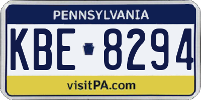 PA license plate KBE8294