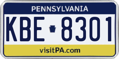 PA license plate KBE8301