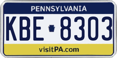 PA license plate KBE8303