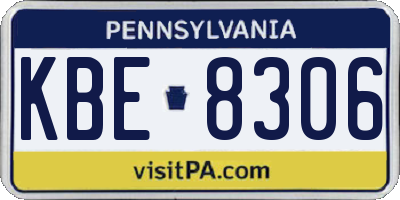 PA license plate KBE8306