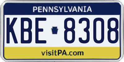 PA license plate KBE8308