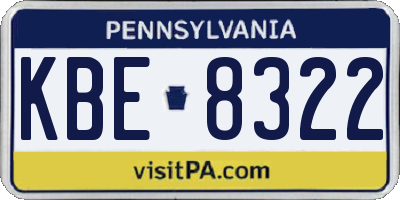 PA license plate KBE8322