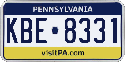 PA license plate KBE8331