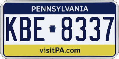 PA license plate KBE8337