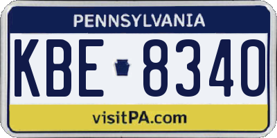 PA license plate KBE8340