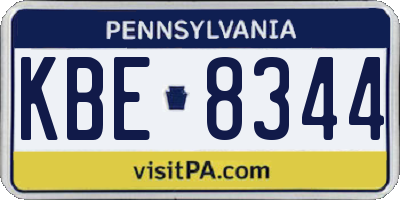 PA license plate KBE8344