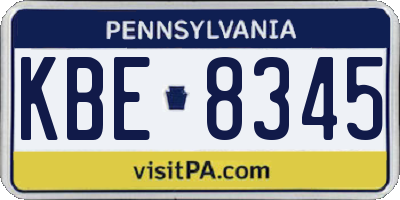 PA license plate KBE8345