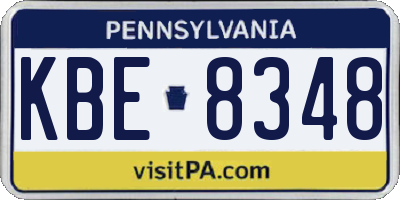 PA license plate KBE8348