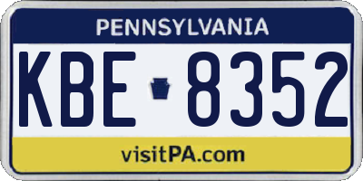 PA license plate KBE8352