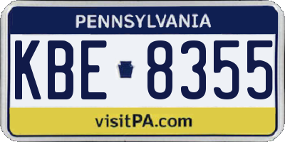 PA license plate KBE8355