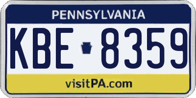 PA license plate KBE8359