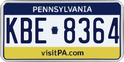 PA license plate KBE8364