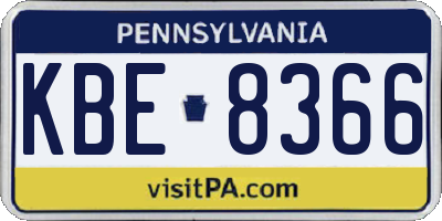PA license plate KBE8366