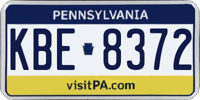 PA license plate KBE8372