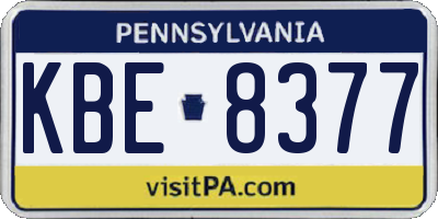 PA license plate KBE8377