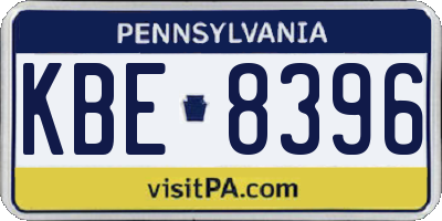 PA license plate KBE8396