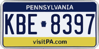 PA license plate KBE8397