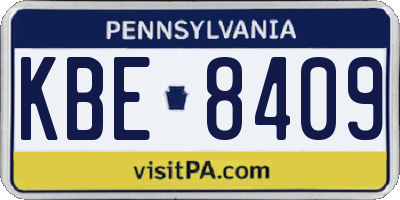 PA license plate KBE8409