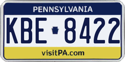 PA license plate KBE8422